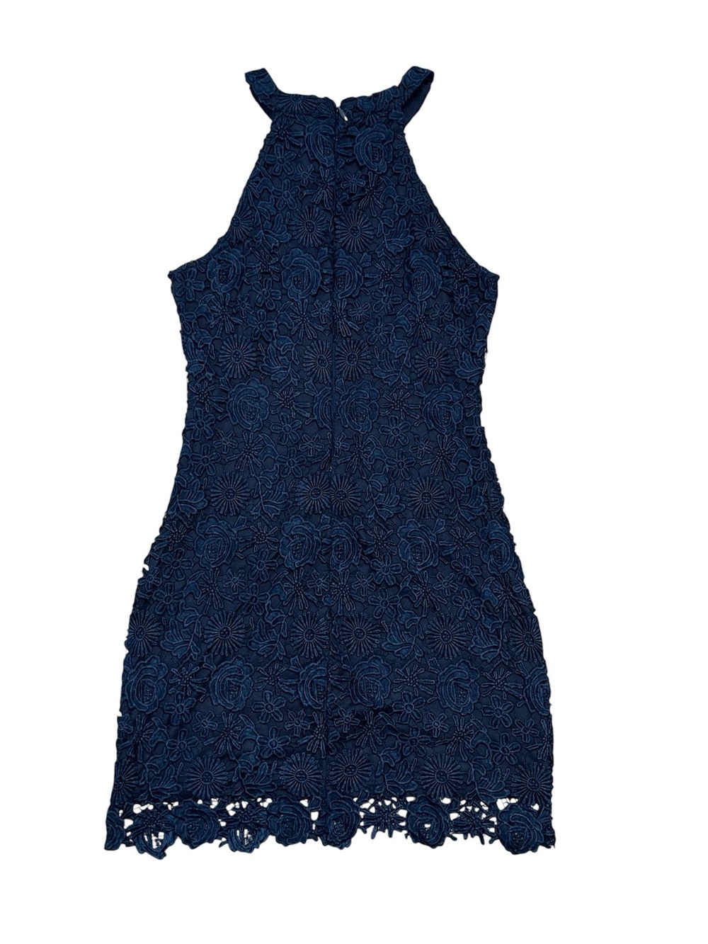 LULUS LOVE POEM NAVY BLUE LACE MINI DRESS size SMALL LIKE NEW lined back zip - Picture 5 of 11
